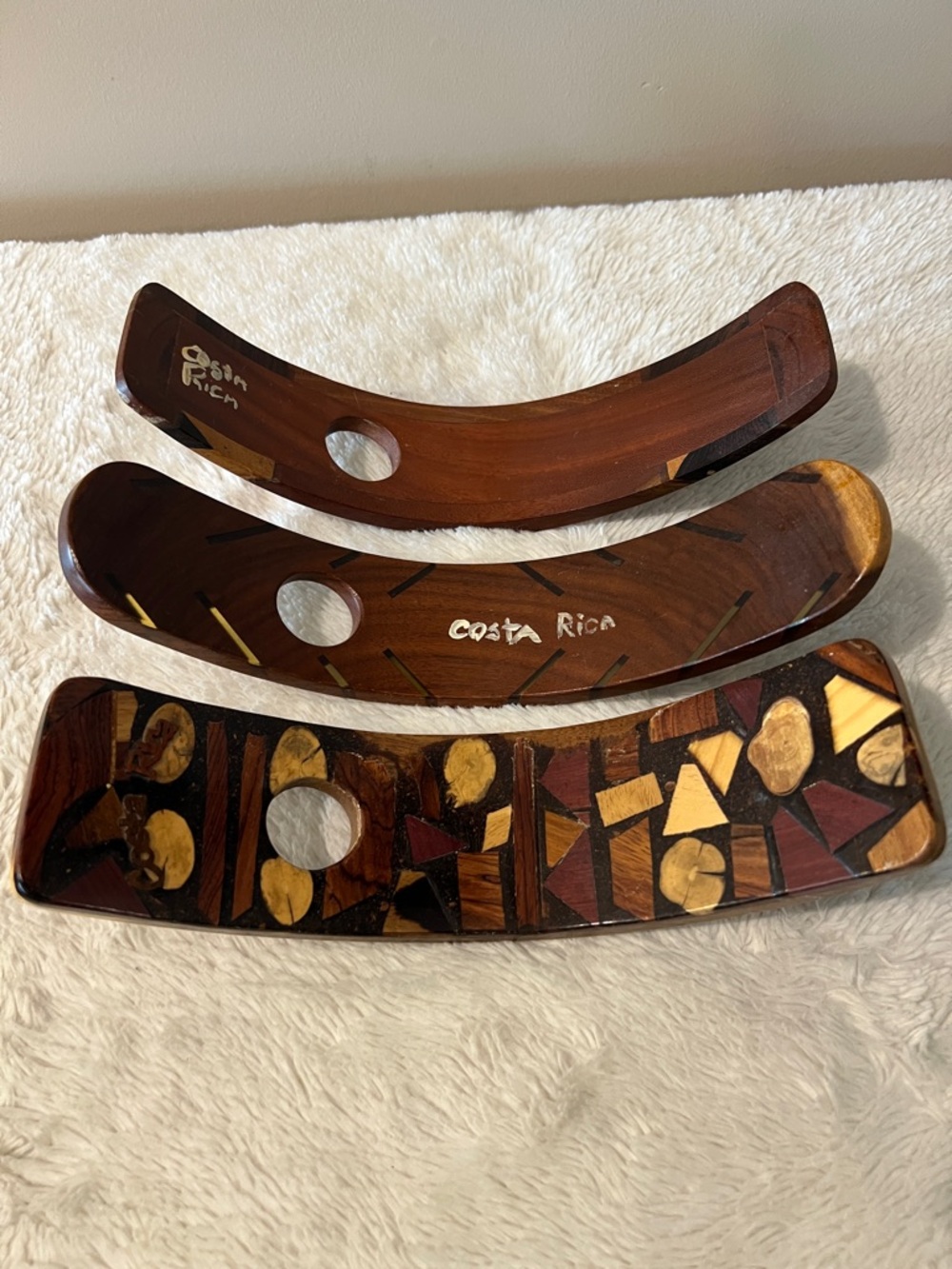 Lot 3 COSTA RICA Wine Bottle Holders 11” Wood Balancing